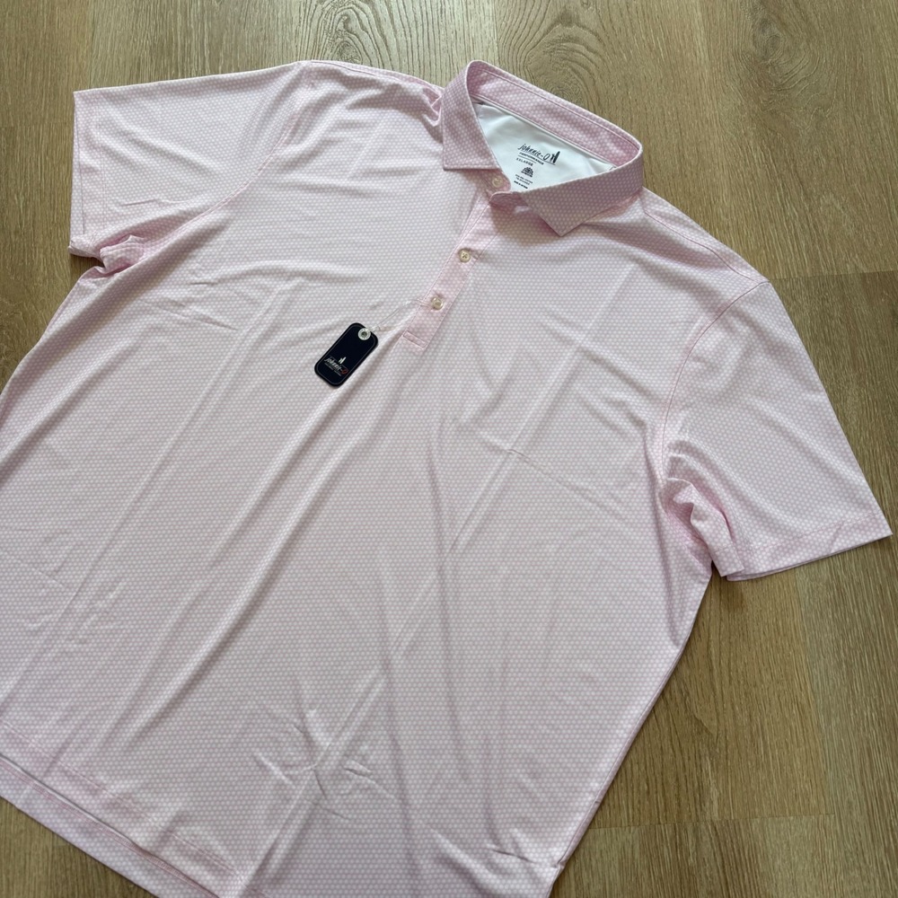 Johnnie-O Performance Hex Polo Shirt Men XXL Porto Pink Honeycomb Print NWT